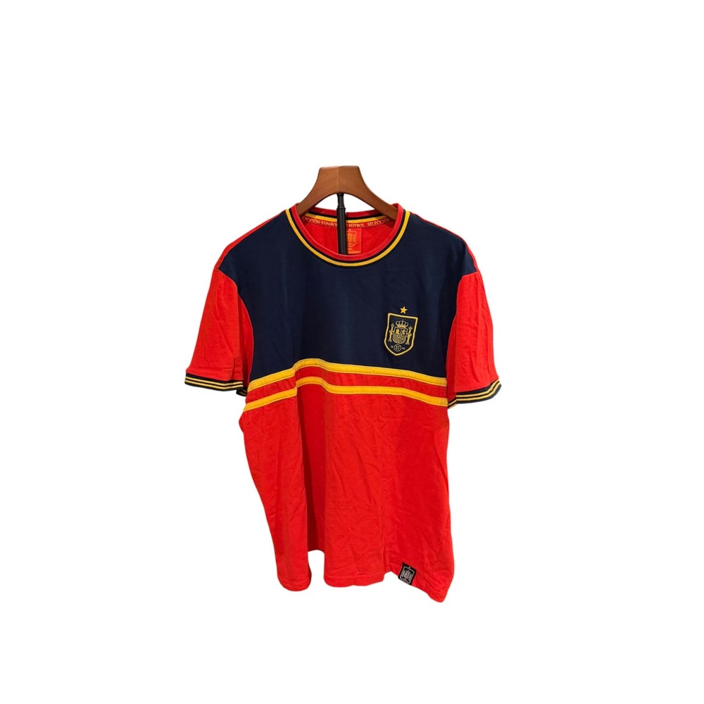 Spain National Team RFEF Soccer Shire 2XL Red Navy Blue Colorblock Tee runs s